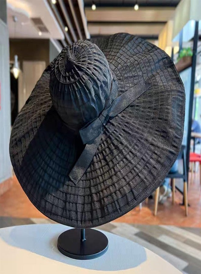 Tinkeep Oversized Sun Hats for Women Extra Large Wide Brim Beach Hat Foldable Roll up Floppy (Black) - Image 3